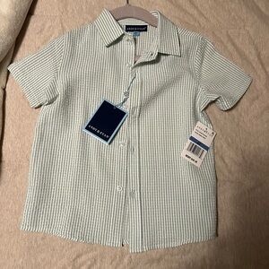 Andy & Evan Green Striped Short Sleeve Button Down Toddler Shirt (4t)